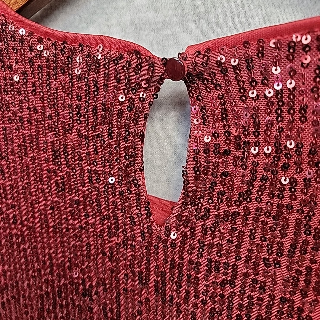 New The Limited Womens Size L Sequin Top Blouse Shirt Garnet Red Sparkle Cruise — image 5 of 8